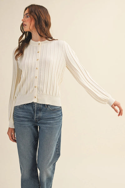 Becks Cream Ribbed Cardigan