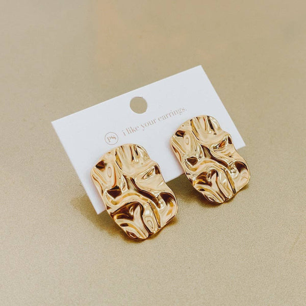 Radient Gold Crinkle Earrings