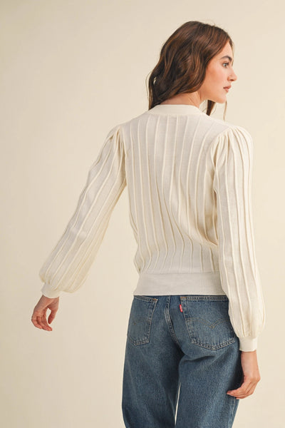 Becks Cream Ribbed Cardigan