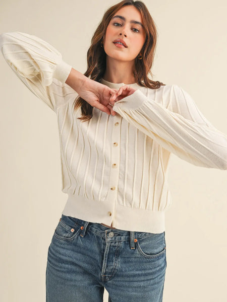 Becks Cream Ribbed Cardigan