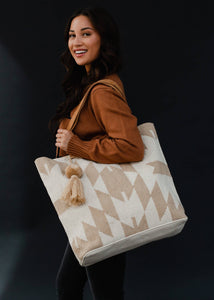 Tan & Cream Aztec Tote