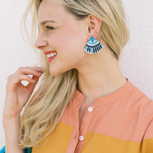 Painted Tile Earrings (Black or Sea Blue)