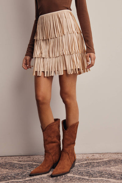Eleanor Fringe Stretch Suede