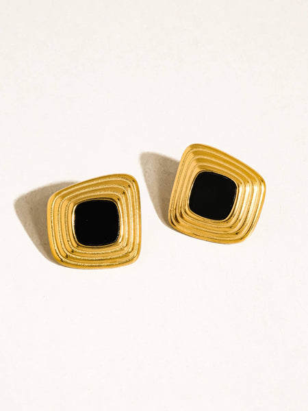 Solenne Enamel Square Earrings