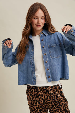 Elody Raw Hem Demin Shirt