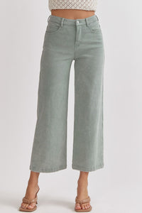 Evie Wide Leg Pants (Seafoam Green or White)