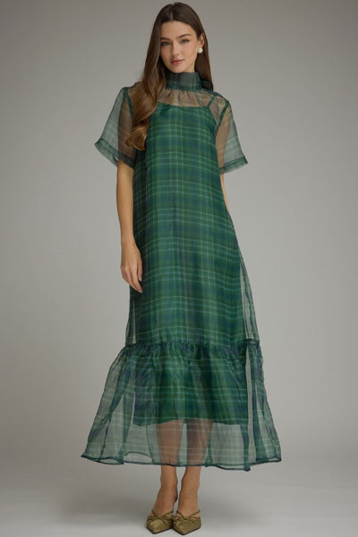 Willow Green Sheer Layered Dress