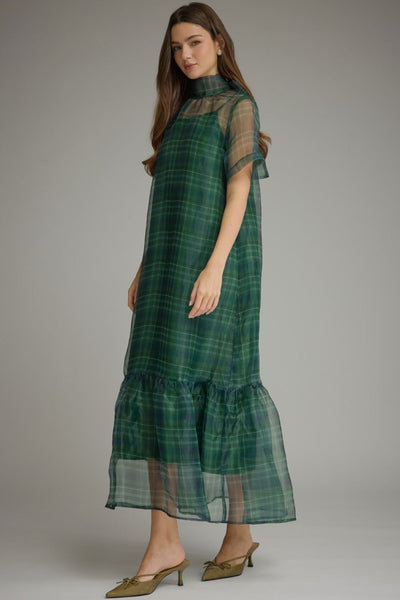 Willow Green Sheer Layered Dress