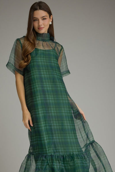 Willow Green Sheer Layered Dress