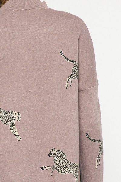 Sawyer Cheetah Print Sweater (Plum or Mocha)