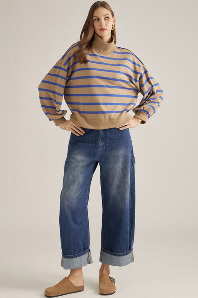 Quinn Camel Striped Sweater