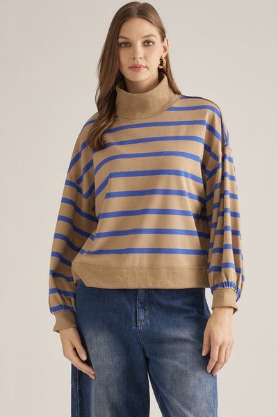 Quinn Camel Striped Sweater