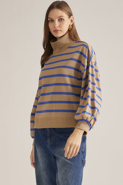 Quinn Camel Striped Sweater