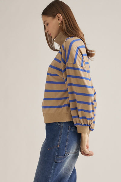 Quinn Camel Striped Sweater