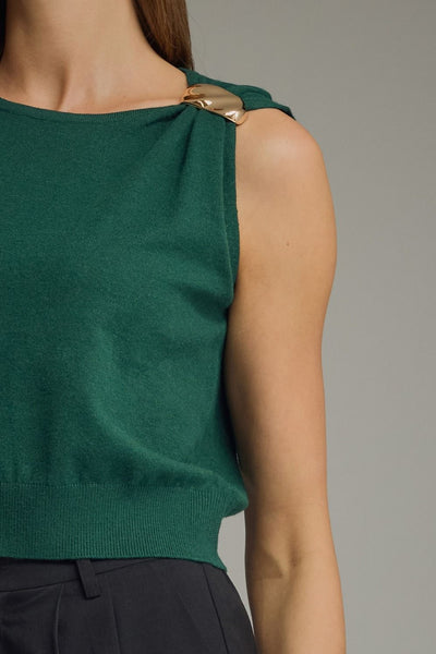Dahlia Brooch Sleeveless Top