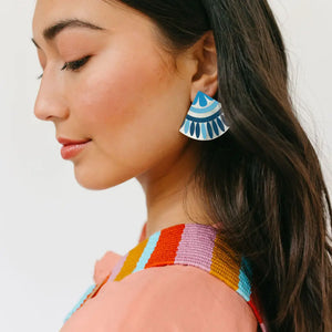 Painted Tile Earrings (Black or Sea Blue)