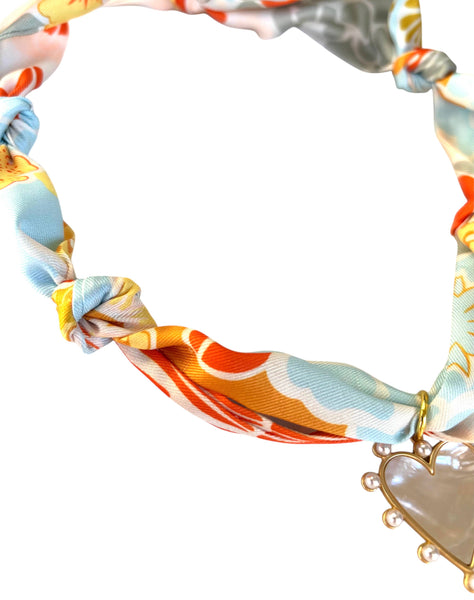 Tahiti Scarf Necklace with Heart or Bee Pendant