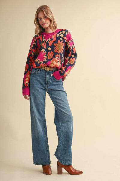 Ellie Abstract Floral Sweater
